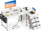 L Shaped Computer Desk with Drawers Monitor Stand