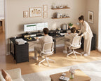 L Shaped Computer Desk with Drawers Monitor Stand