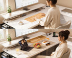 L Shaped Computer Desk with Drawers Monitor Stand