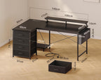 L Shaped Computer Desk with Drawers Monitor Stand