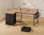 L Shaped Computer Desk with Drawers Monitor Stand