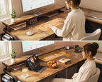 L Shaped Computer Desk with Drawers Monitor Stand