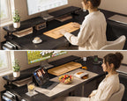 L Shaped Computer Desk with Drawers Monitor Stand
