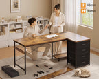 L Shaped Computer Desk with Drawers Monitor Stand