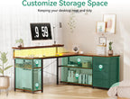 L Shaped Corner Desk with Drawers Power Outlet