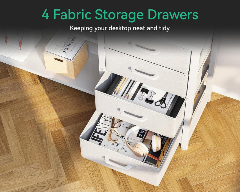 L Shaped Corner Desk with Drawers Power Outlet