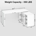 L Shaped Corner Desk with Storage Shelves Reversible