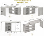 L Shaped Corner Desk with Storage Shelves Reversible