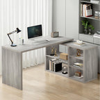L Shaped Corner Desk with Storage Shelves Reversible
