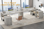 L Shaped Corner Desk with Storage Shelves Reversible
