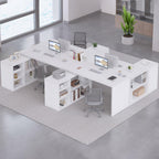 L Shaped Corner Desk with Storage Shelves Reversible