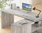 L Shaped Corner Desk with Storage Shelves Reversible
