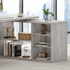 L Shaped Corner Desk with Storage Shelves Reversible