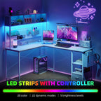 L Shaped Desk 58" Computer with Storage Shelves
