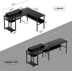 L Shaped Desk Gaming with LED Lights Reversible