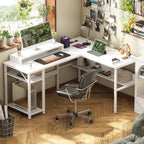 L Shaped Desk Gaming with LED Lights Reversible
