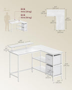 L-Shaped Desk with 2 Spacious Drawers Gaming Monitor