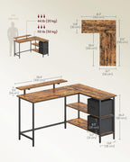 L-Shaped Desk with 2 Spacious Drawers Gaming Monitor