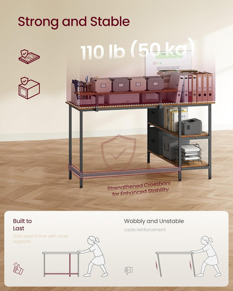 L-Shaped Desk with 2 Spacious Drawers Gaming Monitor