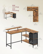 L-Shaped Desk with 2 Spacious Drawers Gaming Monitor