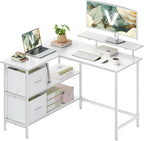 L-Shaped Desk with 2 Spacious Drawers Gaming Monitor