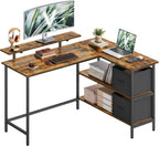 L-Shaped Desk with 2 Spacious Drawers Gaming Monitor