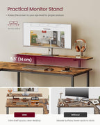 L-Shaped Desk with 2 Spacious Drawers Gaming Monitor