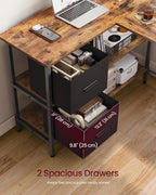 L-Shaped Desk with 2 Spacious Drawers Gaming Monitor