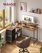 L-Shaped Desk with 2 Spacious Drawers Gaming Monitor