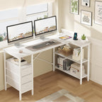 L Shaped Desk with Drawers Gaming 55 Inch
