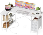 L Shaped Desk with Drawers Gaming 55 Inch