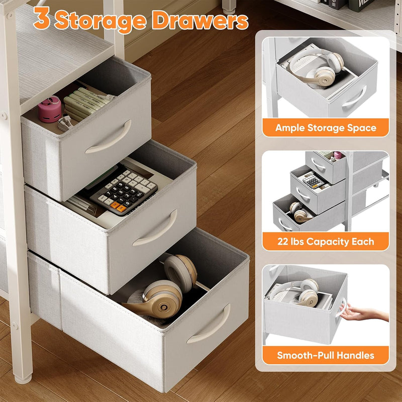 L Shaped Desk with Drawers Gaming 55 Inch