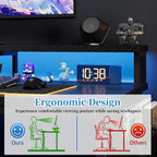 L Shaped Desk with LED Lights Power Outlets