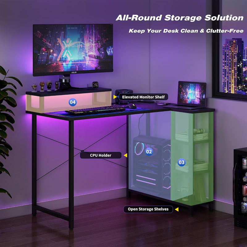 L Shaped Gaming Desk 100x70CM Corner with Monitor