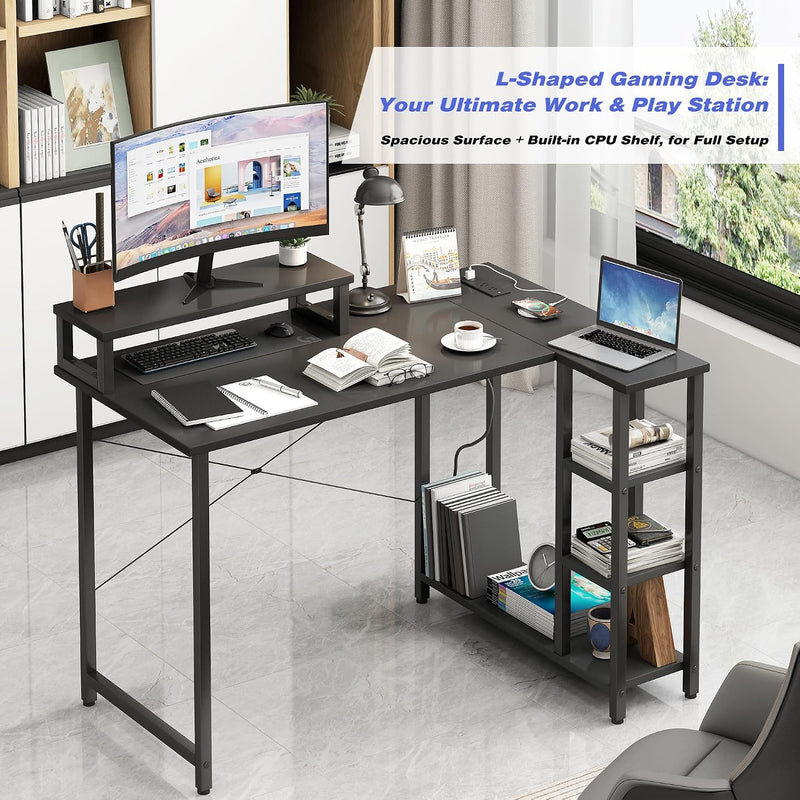 L Shaped Gaming Desk 100x70CM Corner with Monitor