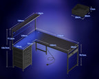 L Shaped Gaming Desk with Drawers Shelf 110