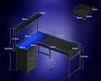 L Shaped Gaming Desk with Drawers Shelf 110