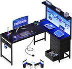 L Shaped Gaming Desk with Drawers Shelf 110