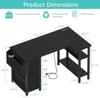 L Shaped Gaming Desk with Drawers Storage Shelves