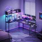 L Shaped Gaming Desk with LED Lights