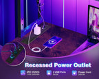 L Shaped Gaming Desk with LED Lights Power
