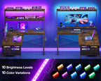 L Shaped Gaming Desk with LED Lights Power