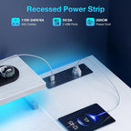 L Shaped Gaming Desk with LED Lights Power