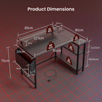 L Shaped Gaming Desk with LED Lights Power
