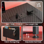 L Shaped Gaming Desk with LED Lights Power