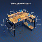 L Shaped Gaming Desk with LED Lights Power