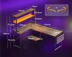 L Shaped Gaming Desk with LED Lights Power