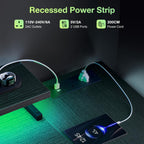 L Shaped Gaming Desk with LED Lights Power