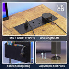 L Shaped Gaming Desk with LED Lights Power