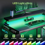 L Shaped Gaming Desk with LED Lights Power